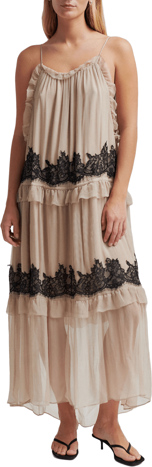 Lynda Maxi Dress, från Second Female, i färgen Plaza Taupe.