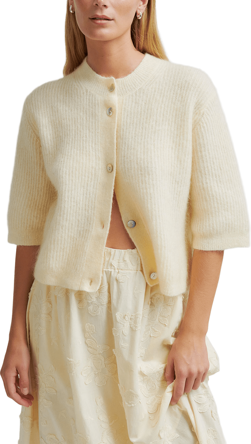 Andrea Knit Rib Cardigan, från Second Female, i färgen Alabaster Gleam.