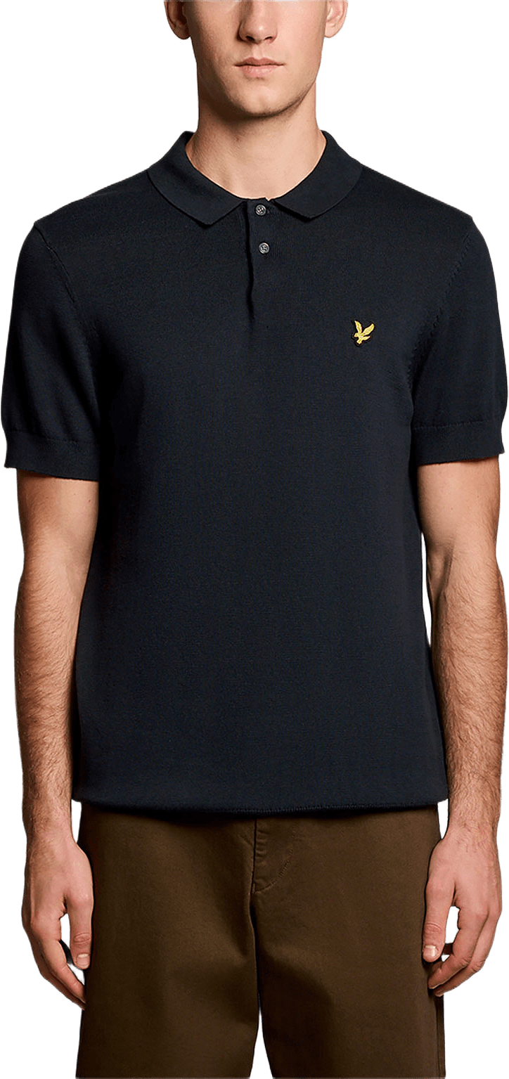 Cotton Short Sleeve Knitted Polo, från Lyle & Scott, i färgen Dark Navy.