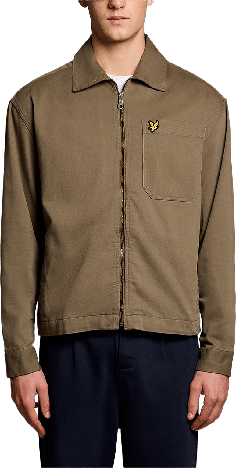 Enzyme Wash Zip Through Overshirt, från Lyle & Scott, i färgen Khaki Ash.