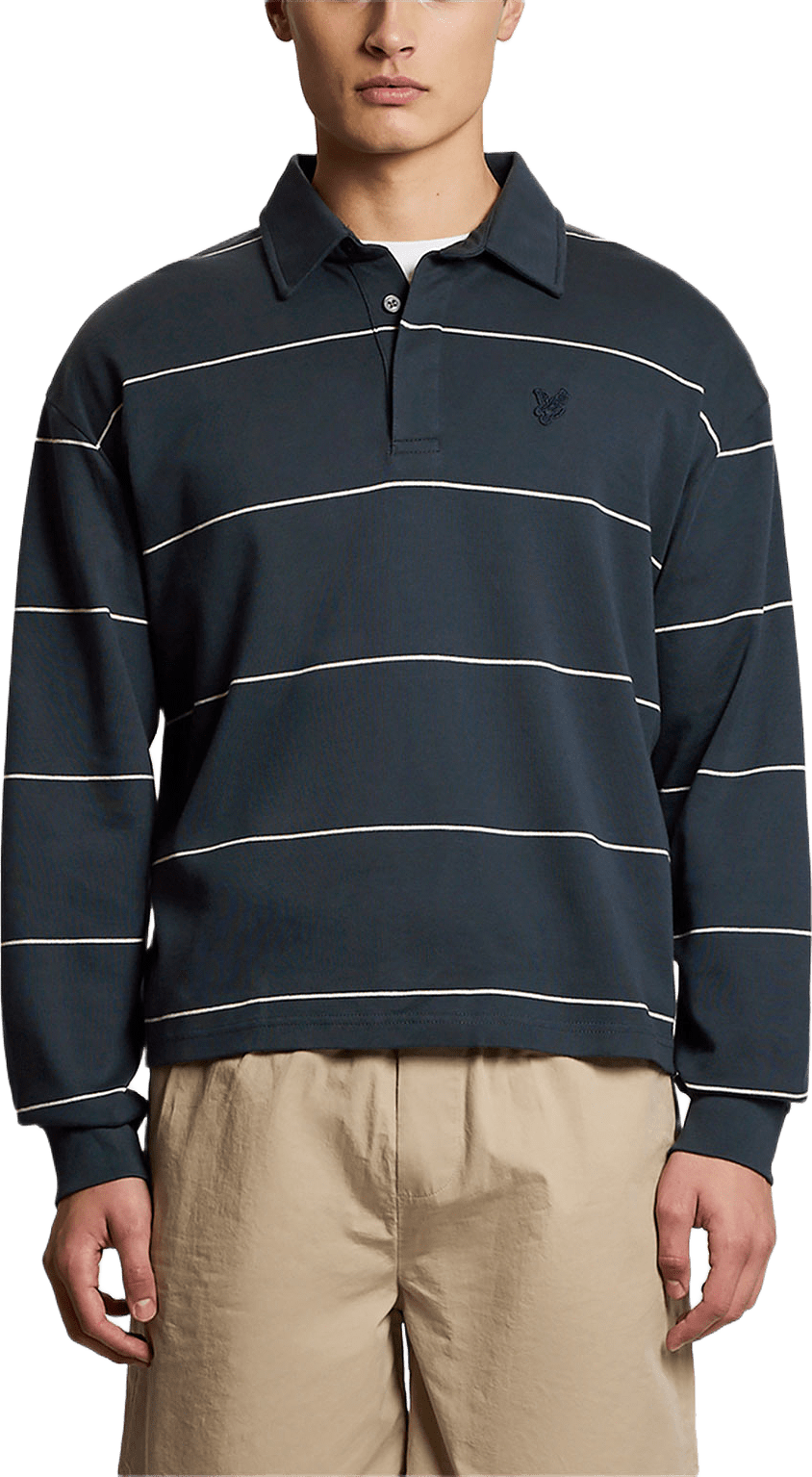 Stripe Collared Sweatshirt, från Lyle & Scott, i färgen Carbon/Light Grey Marl.