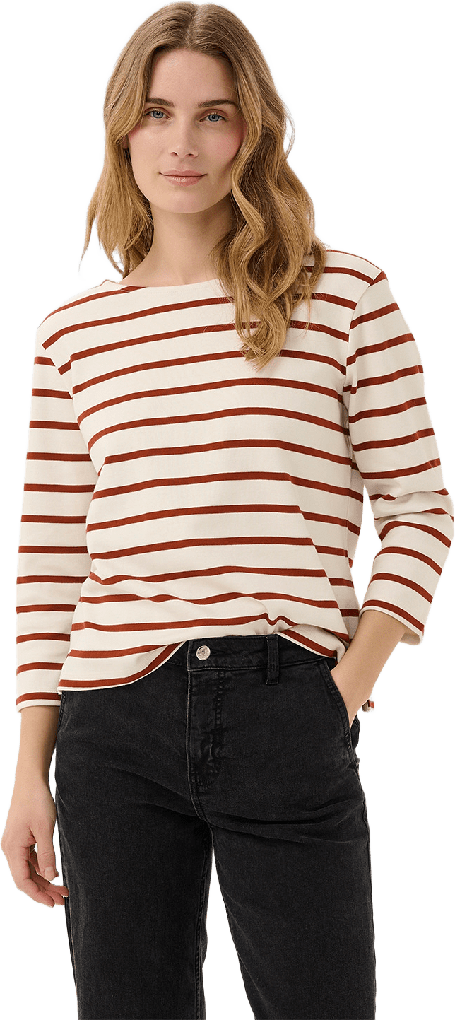 NelaPW T-shirt, från Part Two, i färgen Eggnog/Roasted Russet Stripe.