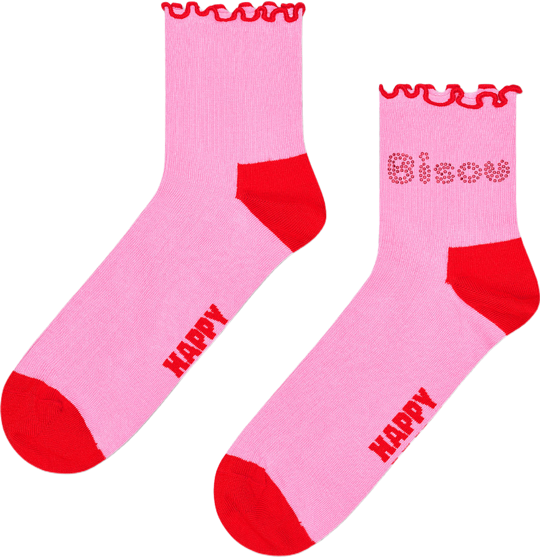 Bisou Mini Crew Sock, från Happy Socks, i färgen Pink.