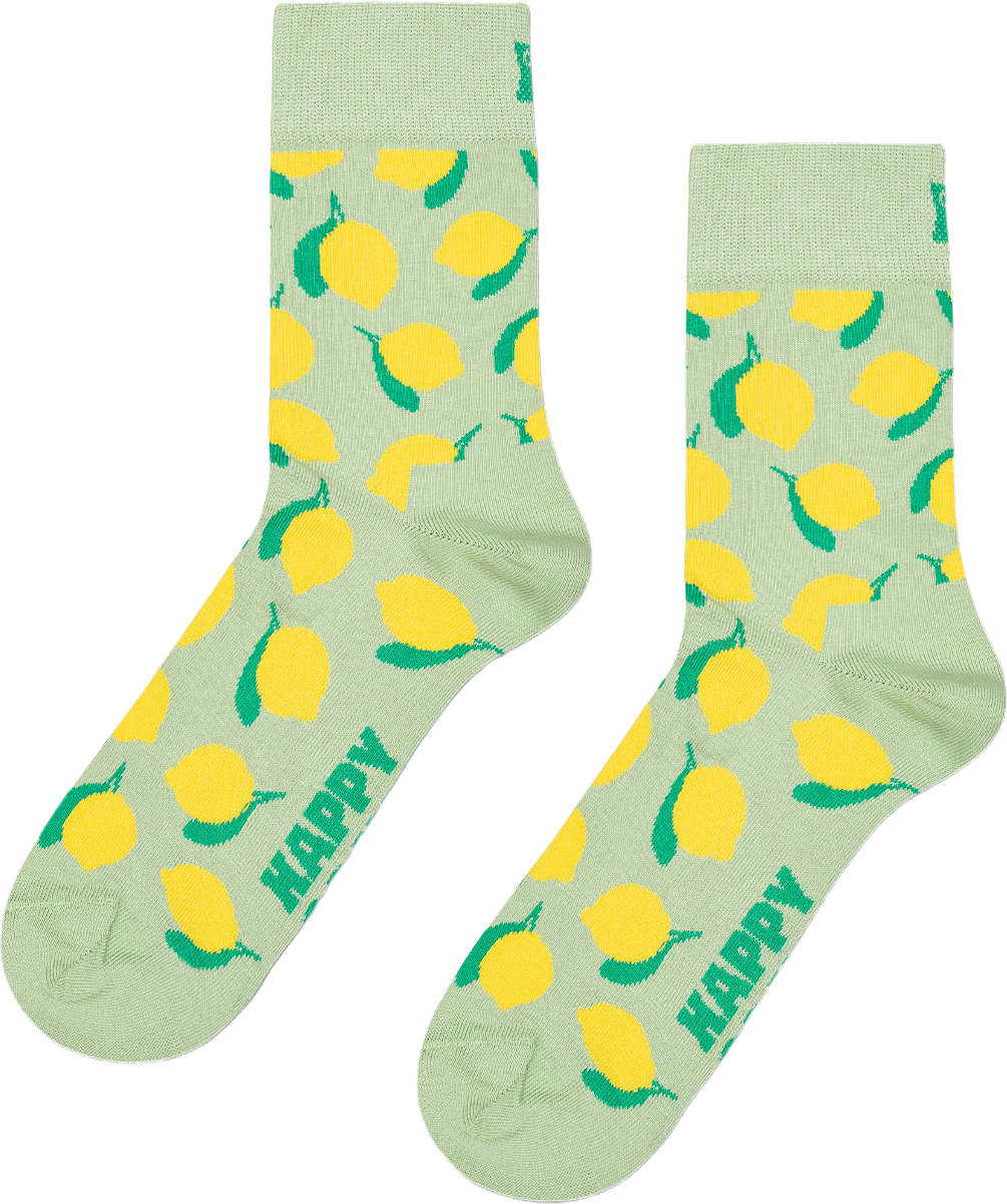 Lemon Short Crew Sock, från Happy Socks, i färgen Light Green.