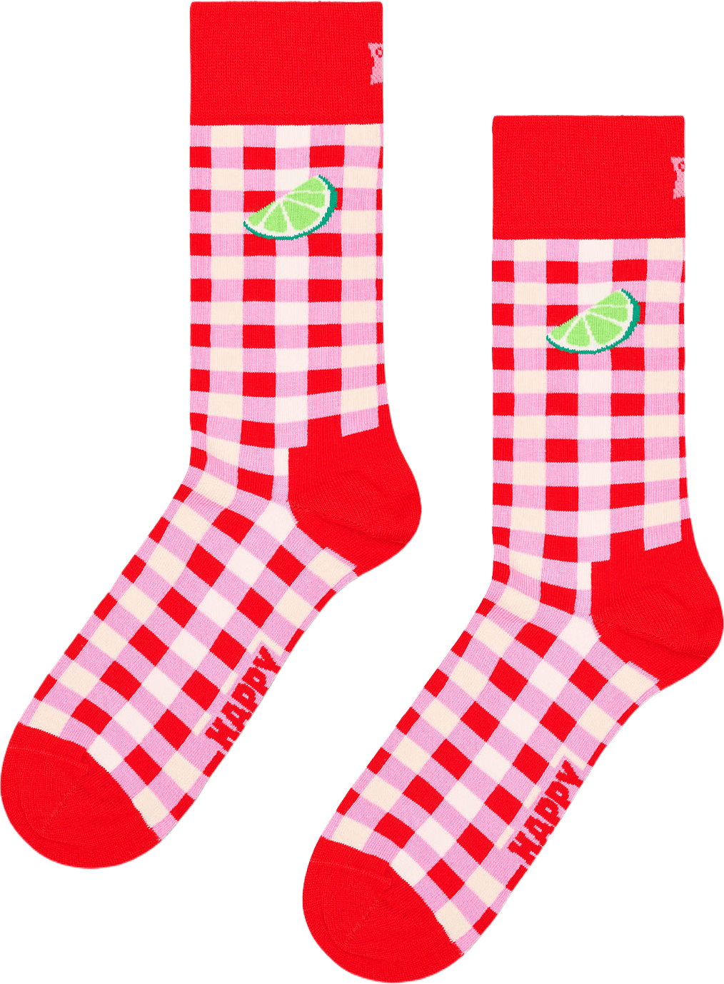 Gingham Lime Sock, från Happy Socks, i färgen Red.