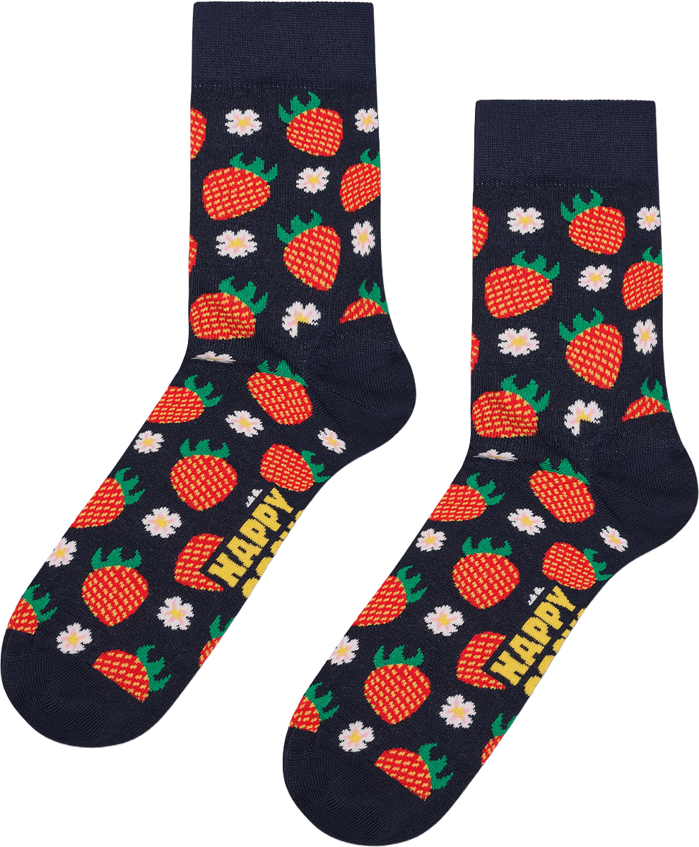 Strawberry Short Crew Sock, från Happy Socks, i färgen Navy.
