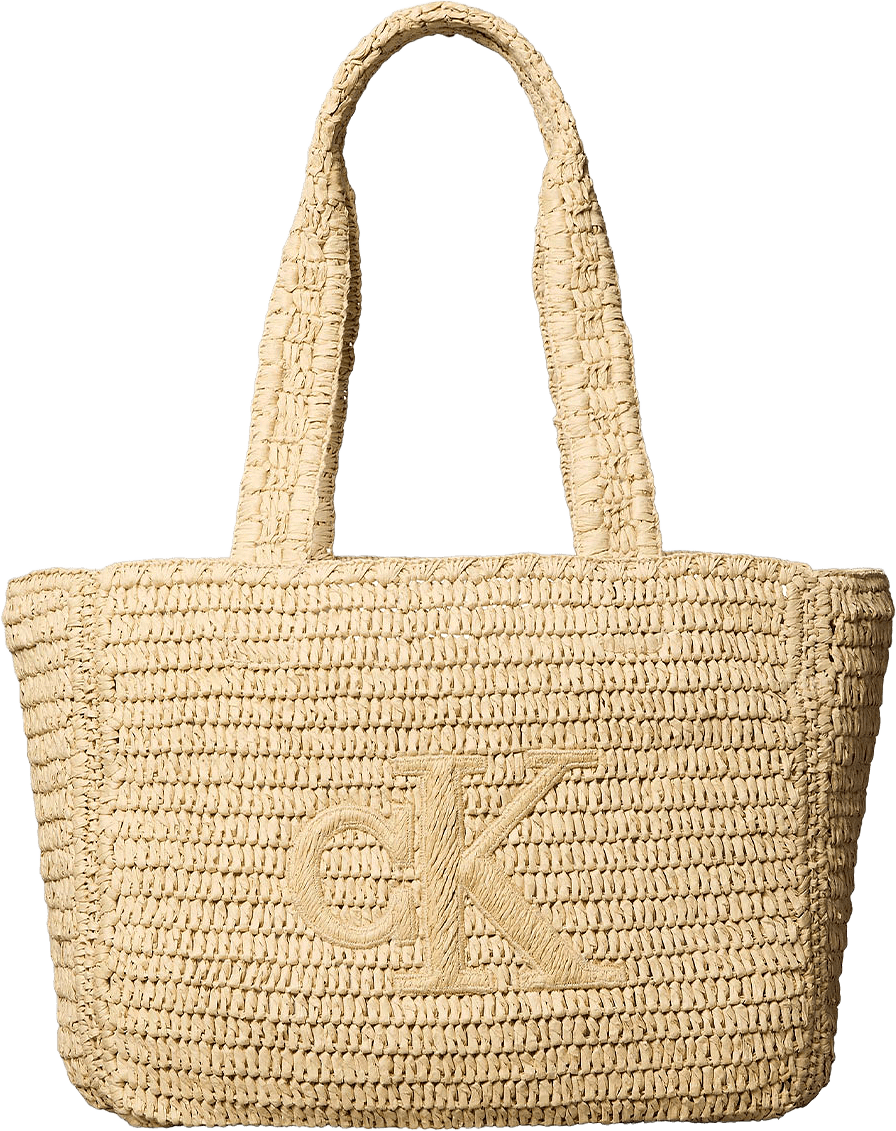 BOLD CK RAFFIA MEDIUM TOTE, från Calvin Klein, i färgen Natural Raffia.