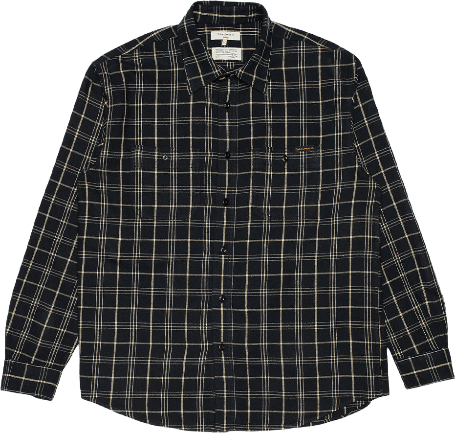 Julian Worker Shirt Checked, från Nudie Jeans, i färgen Black.