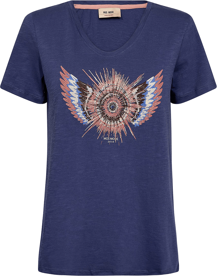 Romi Gethi O-SS Glam Tee, från Mos Mosh, i färgen Crown Blue.