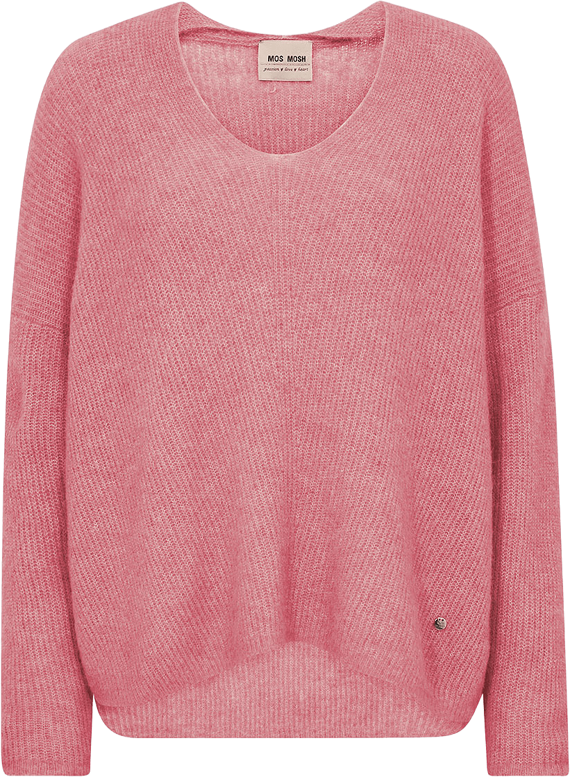 Thora V-Neck Knit, från Mos Mosh, i färgen Dusty Rose.