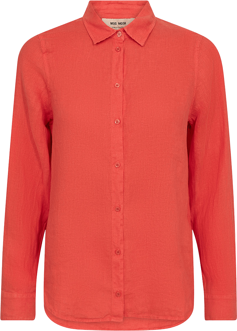 Martina Linen Shirt, från Mos Mosh, i färgen Spicy Orange.