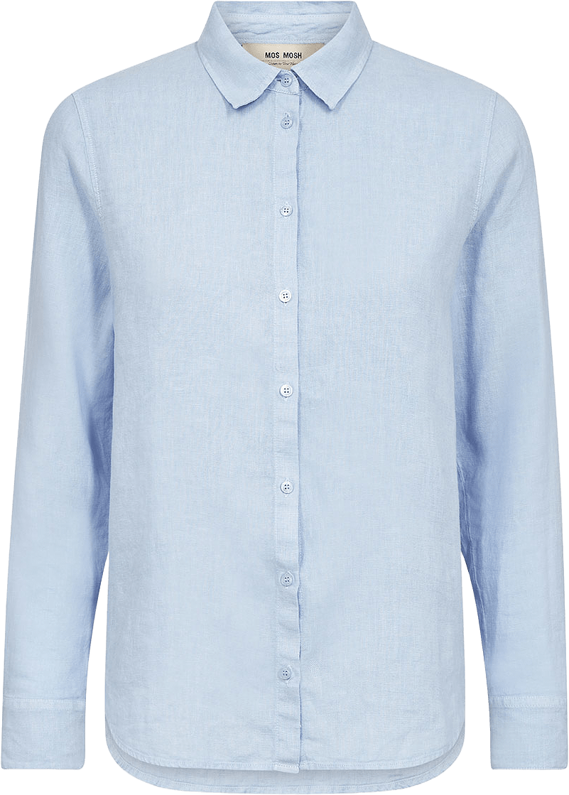Martina Linen Shirt, från Mos Mosh, i färgen Brunnera Blue.