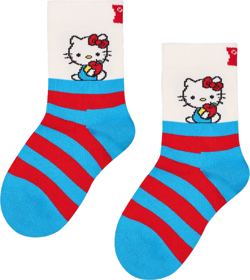 Kids Hello Kitty Stripes Sock, från Happy Socks, i färgen Blue.