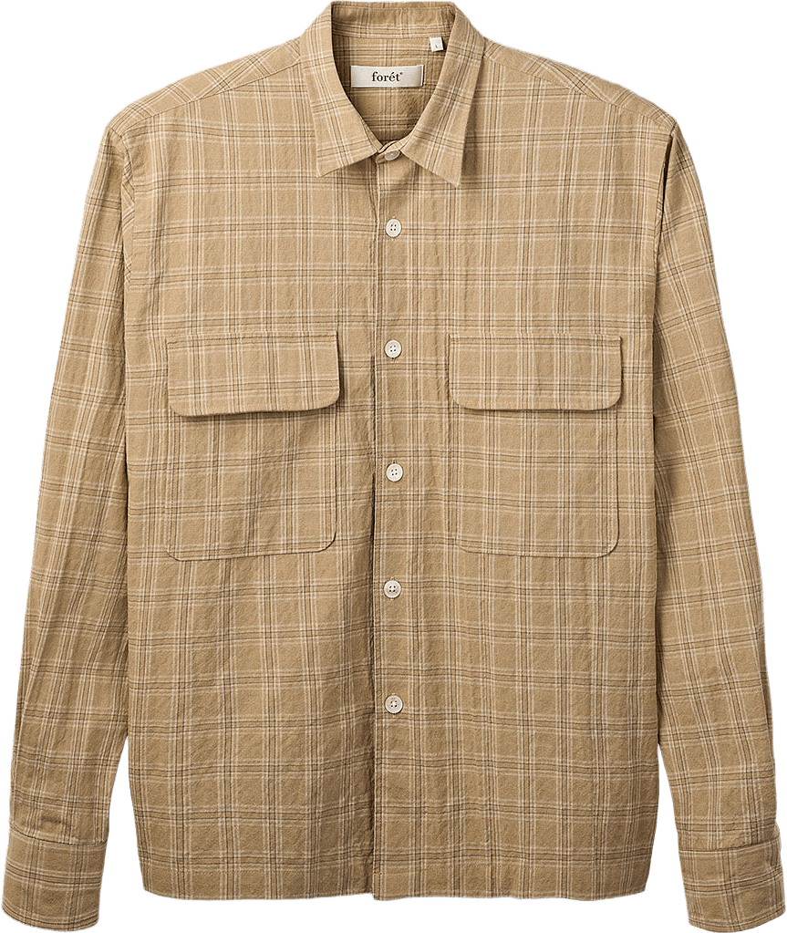 LUNAR RELAXED FIT TEXTURED OVERSHIRT, från Forét, i färgen Khaki Check.