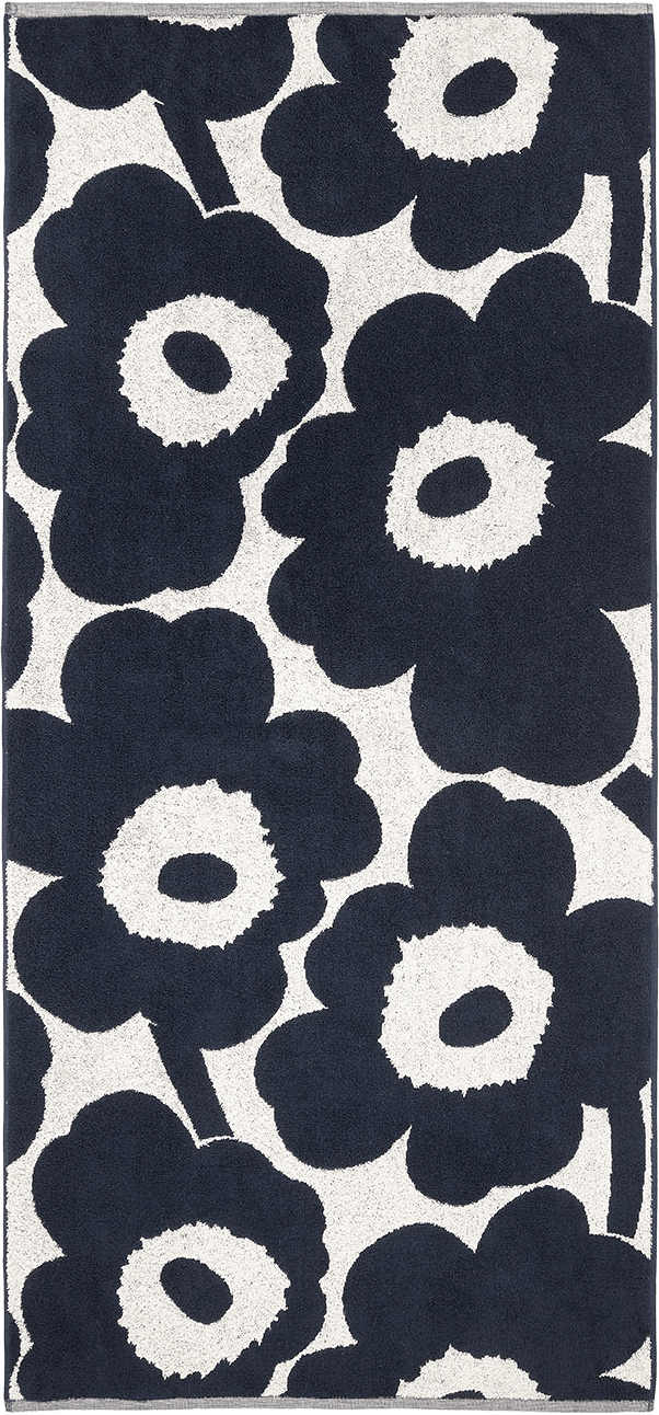 Unikko Bath Towel 70x150 Cm, från Marimekko, i färgen Cotton, Dark Blue.