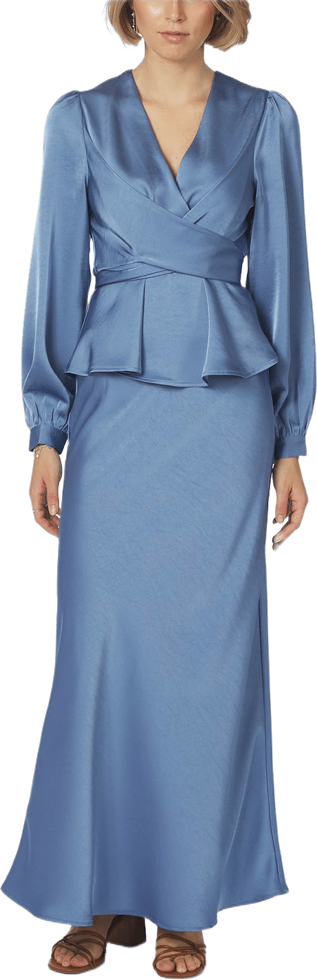 Rista Heavy Sateen Blouse, från Neo Noir, i färgen Smoke Blue.