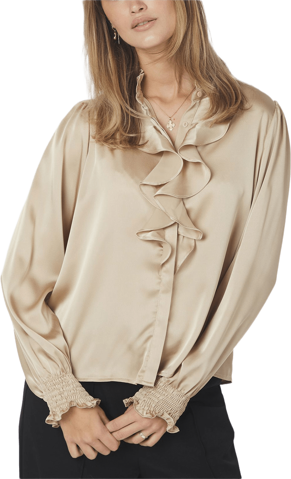 Zamola Blouse, från Neo Noir, i färgen Dark Sand.