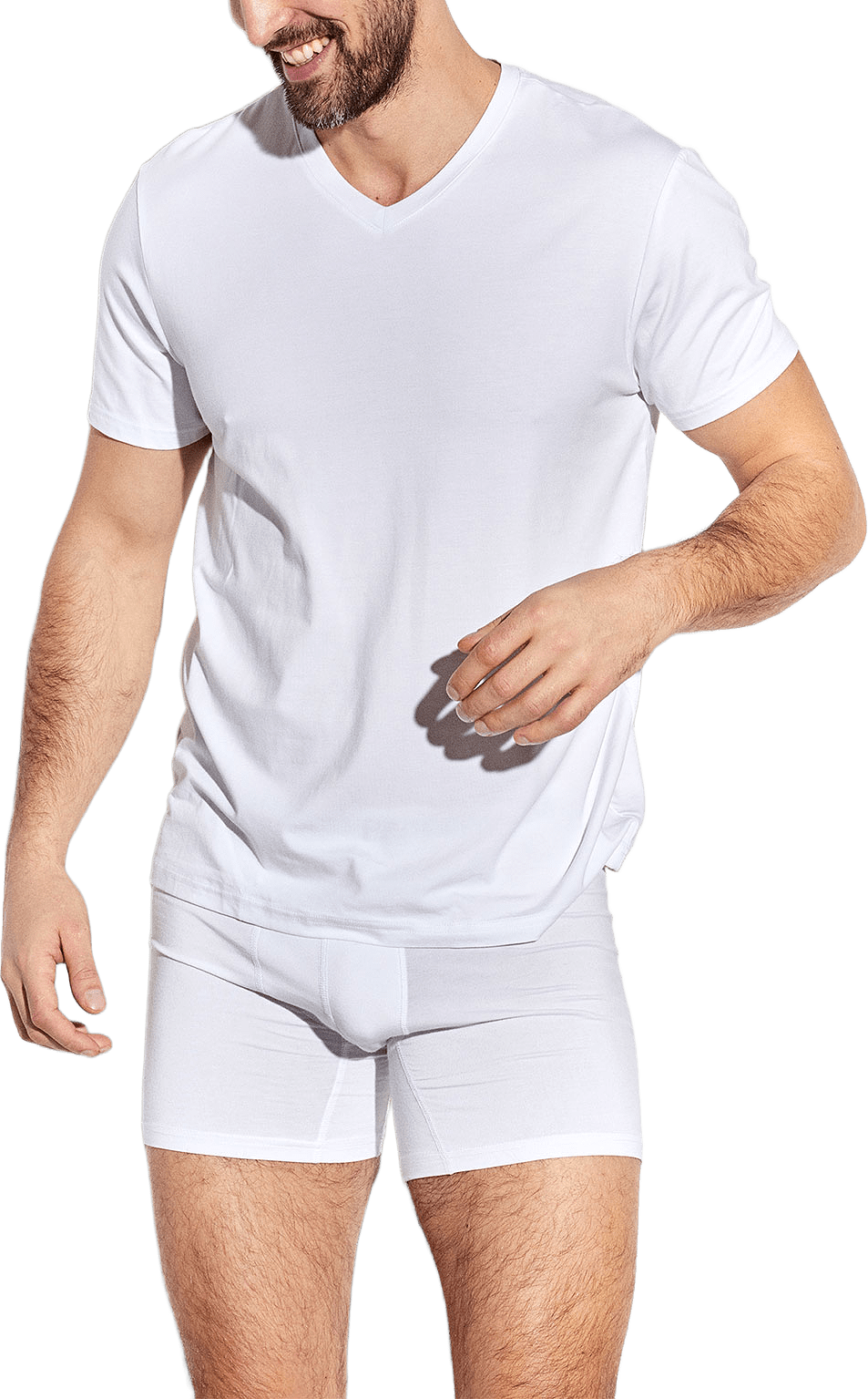 V-Ringad T-Shirt, från Panos Emporio, i färgen White.