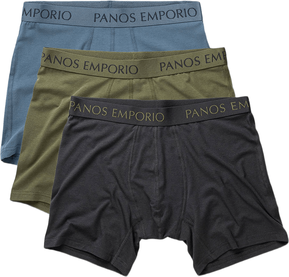 3pk Base Bamboo Boxer, från Panos Emporio, i färgen Grey/Olive/Bluesteel.