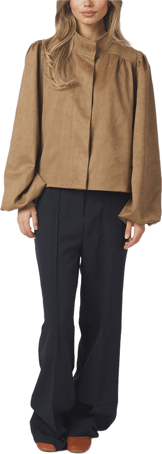 Carmia Melange Tie Blazer, från Neo Noir, i färgen Cognac.