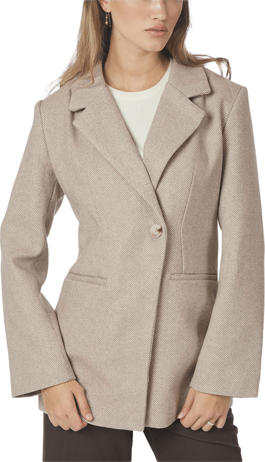 Bowie Herringbone S Blazer, från Neo Noir, i färgen Sand.