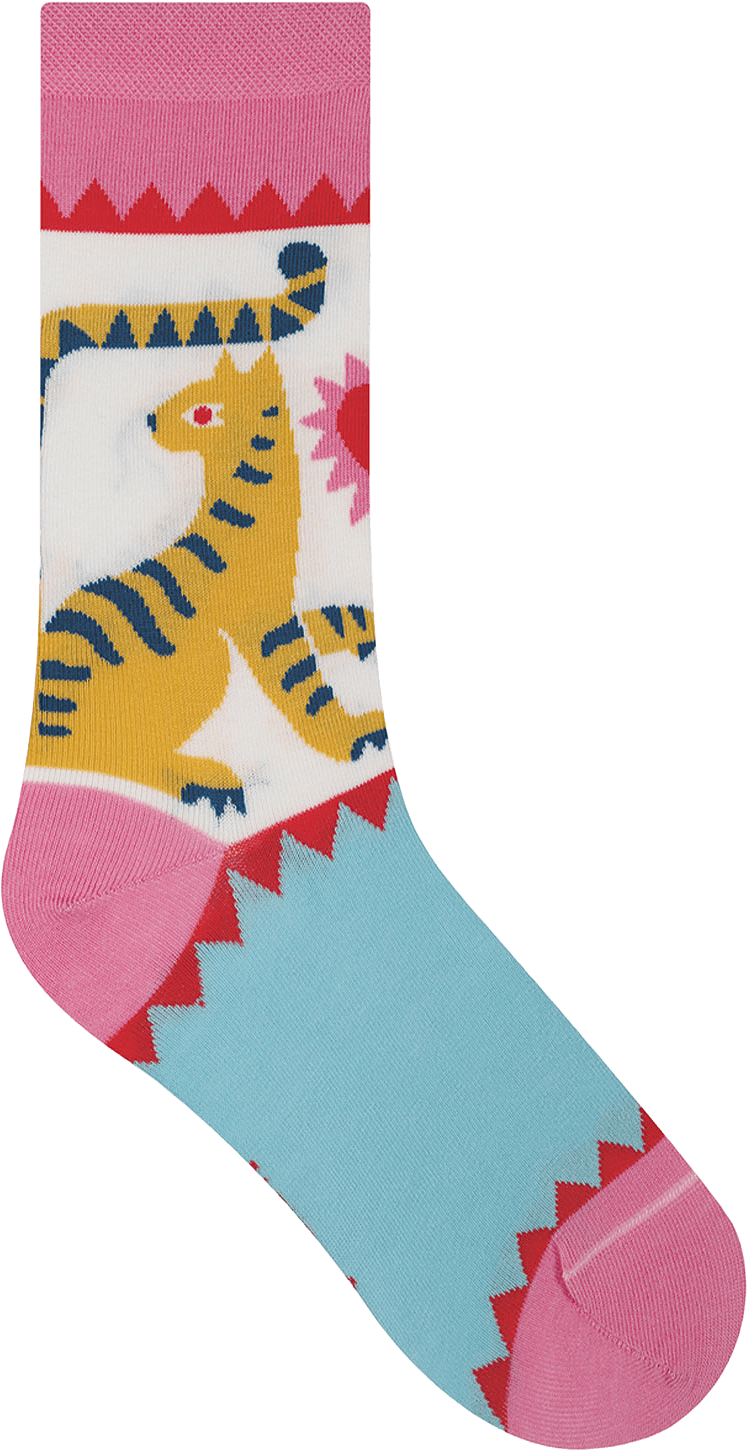 Socka, tiger, från BleuForêt, i färgen Rose.
