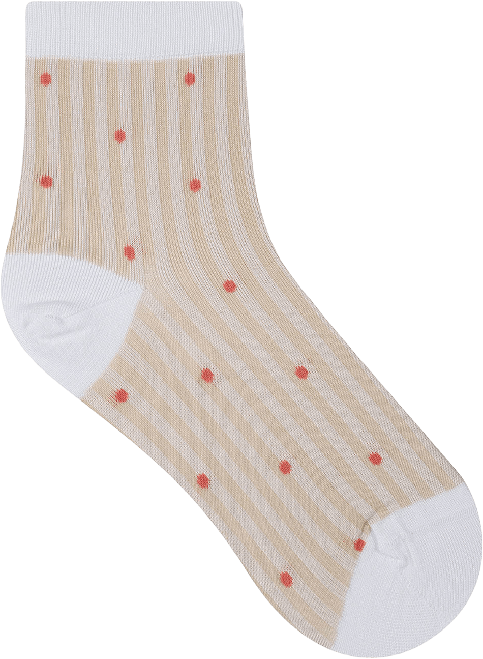 Socka med prickar och ränder, från BleuForêt, i färgen Crème.