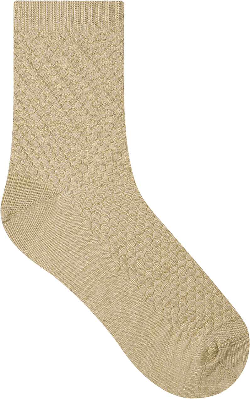 Socka med pärlemoskimmer, från BleuForêt, i färgen Champagne.