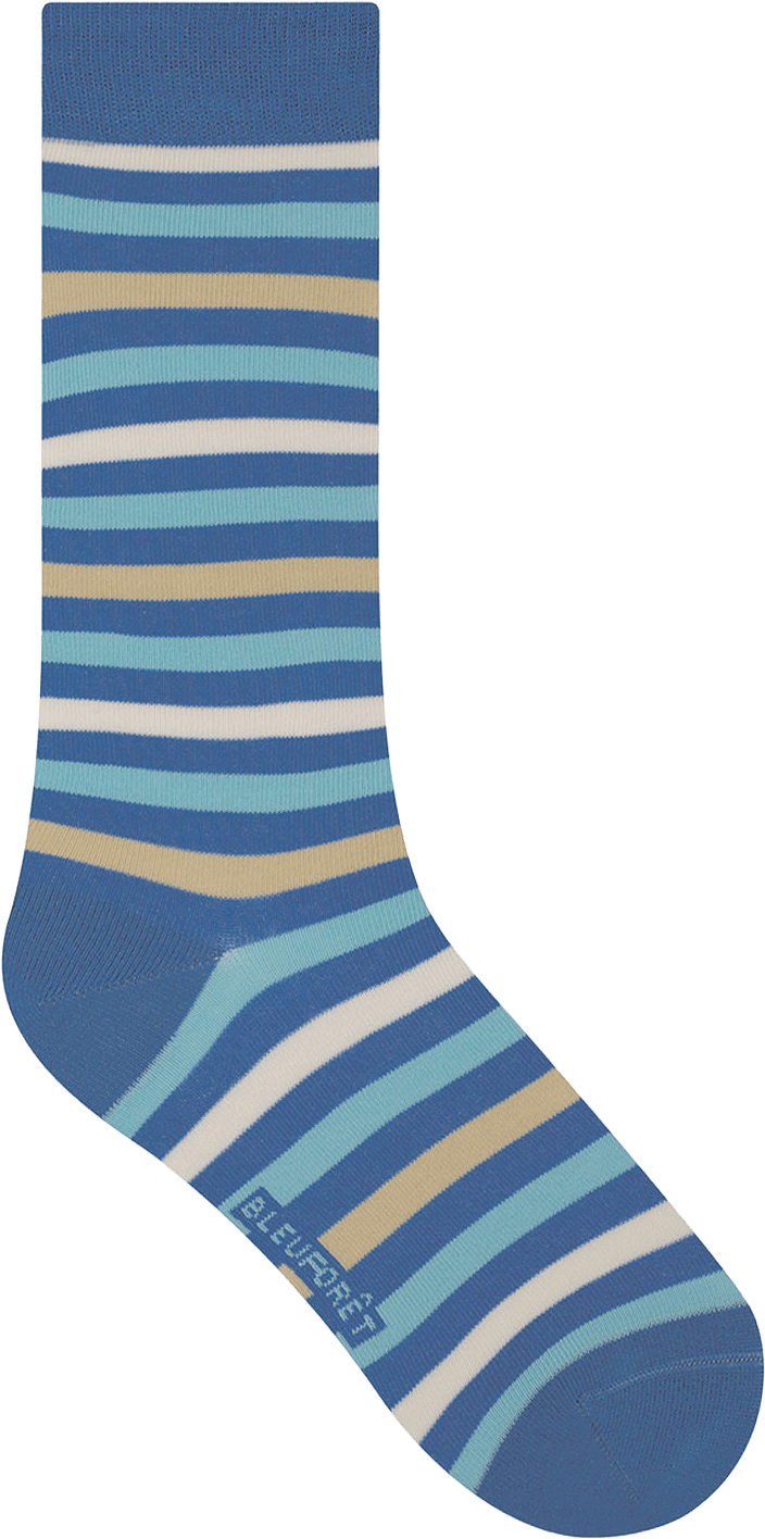 Socka, ränder, från BleuForêt, i färgen Bleu/Turquoise.