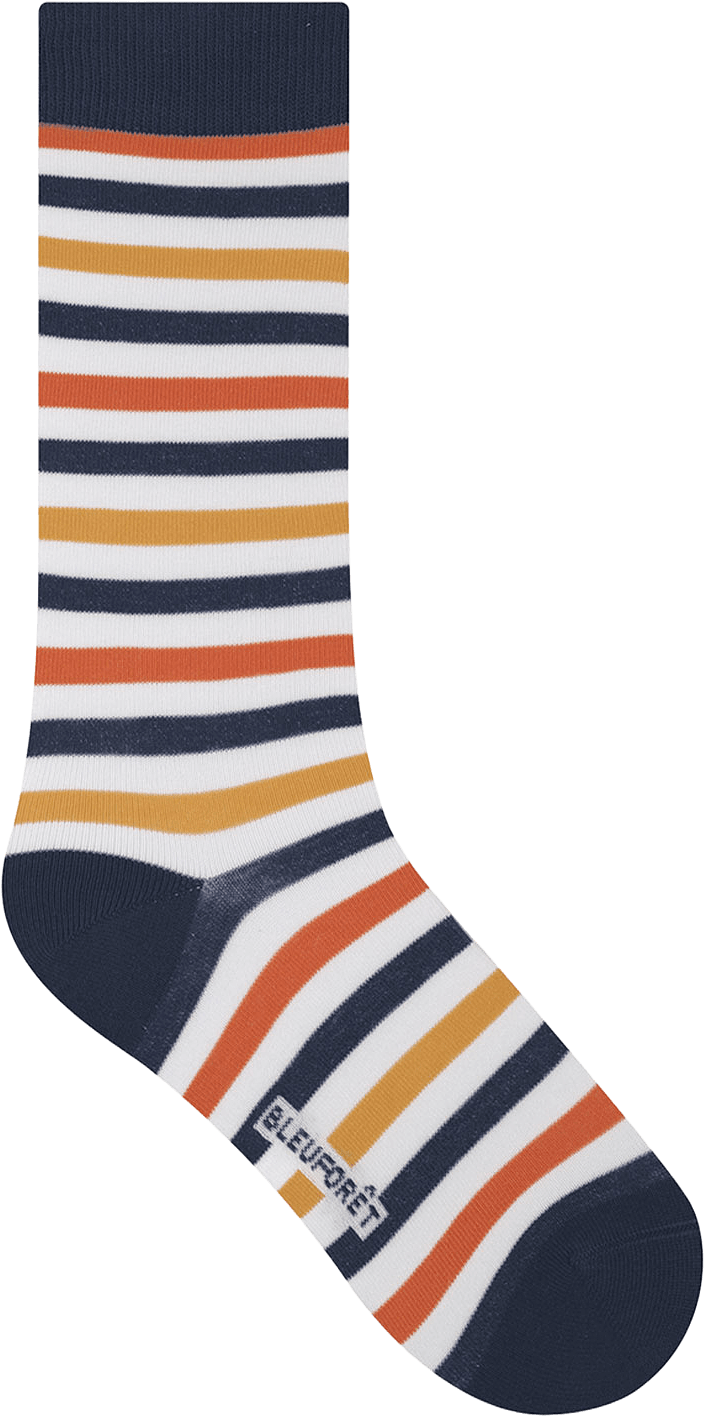 Socka, ränder, från BleuForêt, i färgen Encre/Jaune.