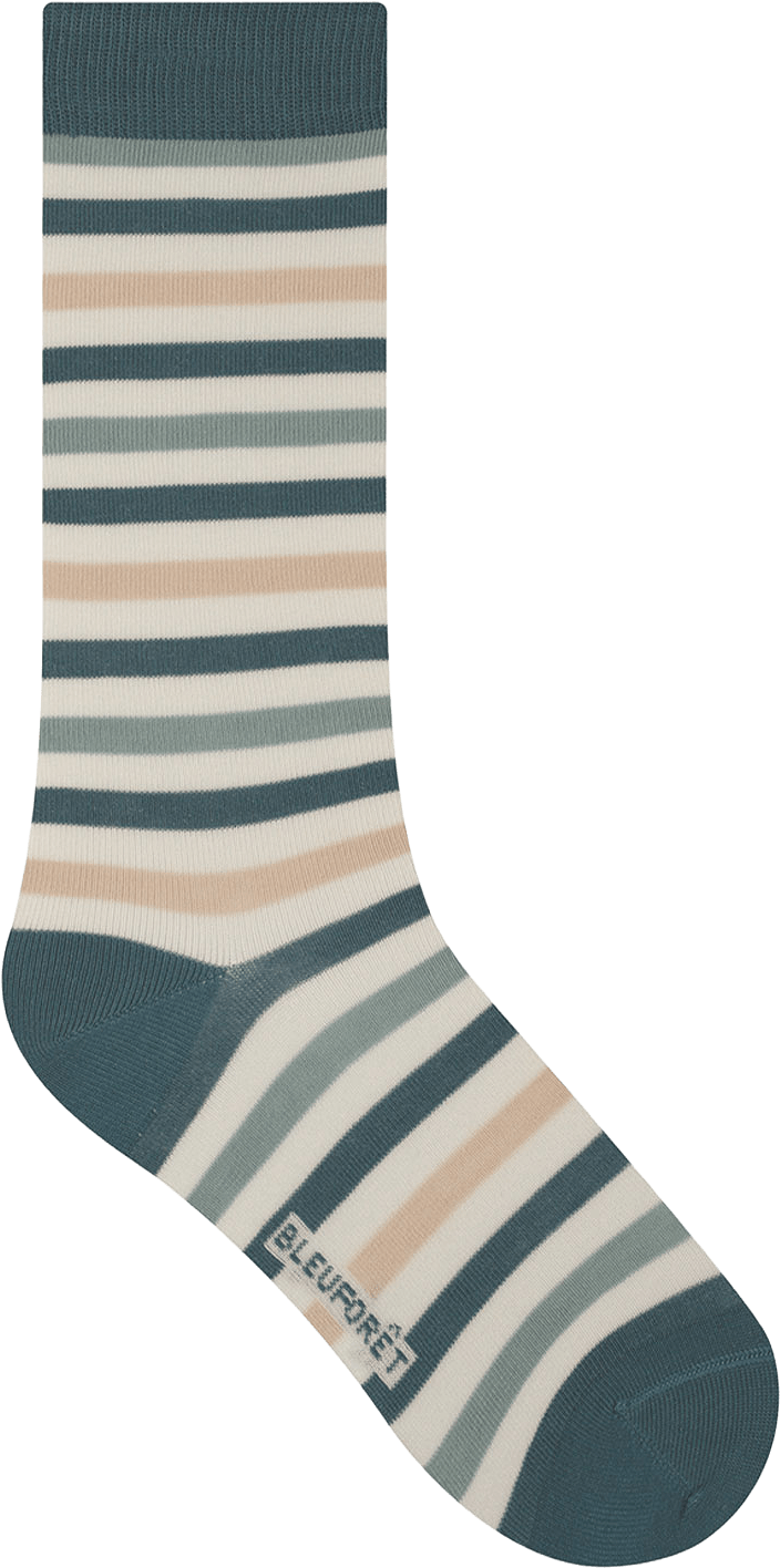 Socka, ränder, från BleuForêt, i färgen Vert De Gris/Beige.