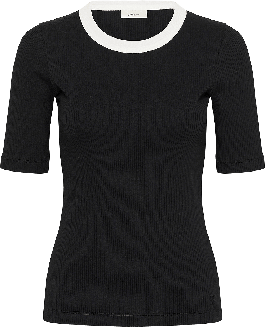 DagnaIW T-Shirt, från Inwear, i färgen Black / Whisperwhite Rib Trim.