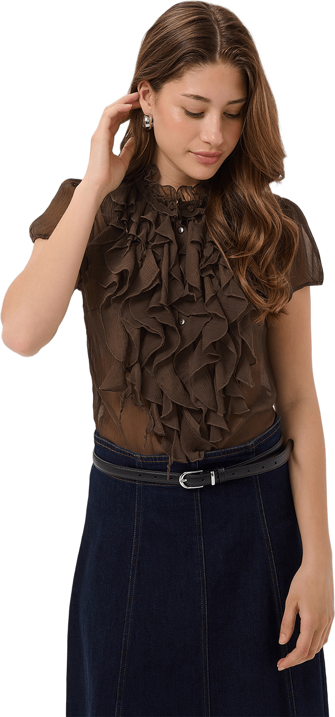 LiljaSZ Crinkle Shirt, från Saint Tropez, i färgen Chocolate Brown.