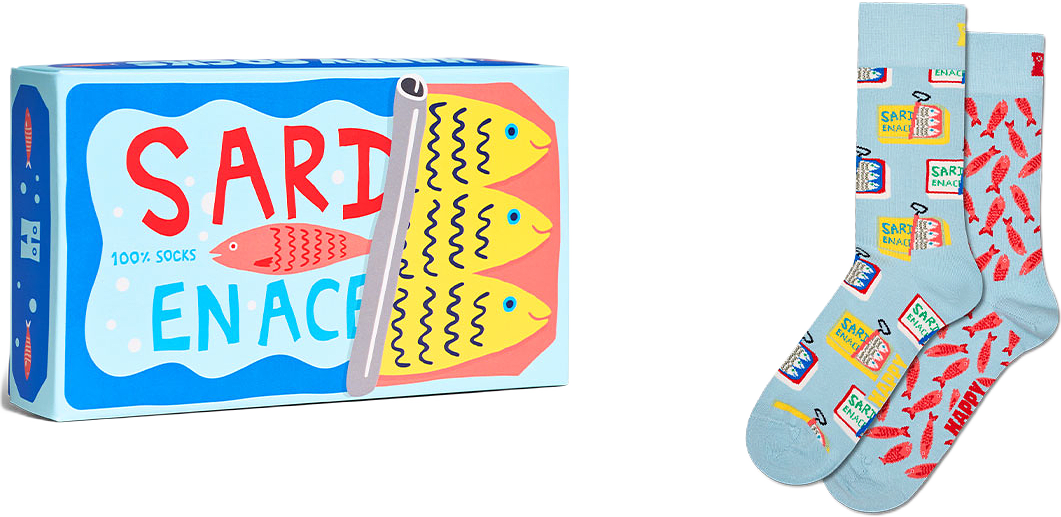 2-Pack Sardines Socks Gift Set, från Happy Socks, i färgen Light Blue.