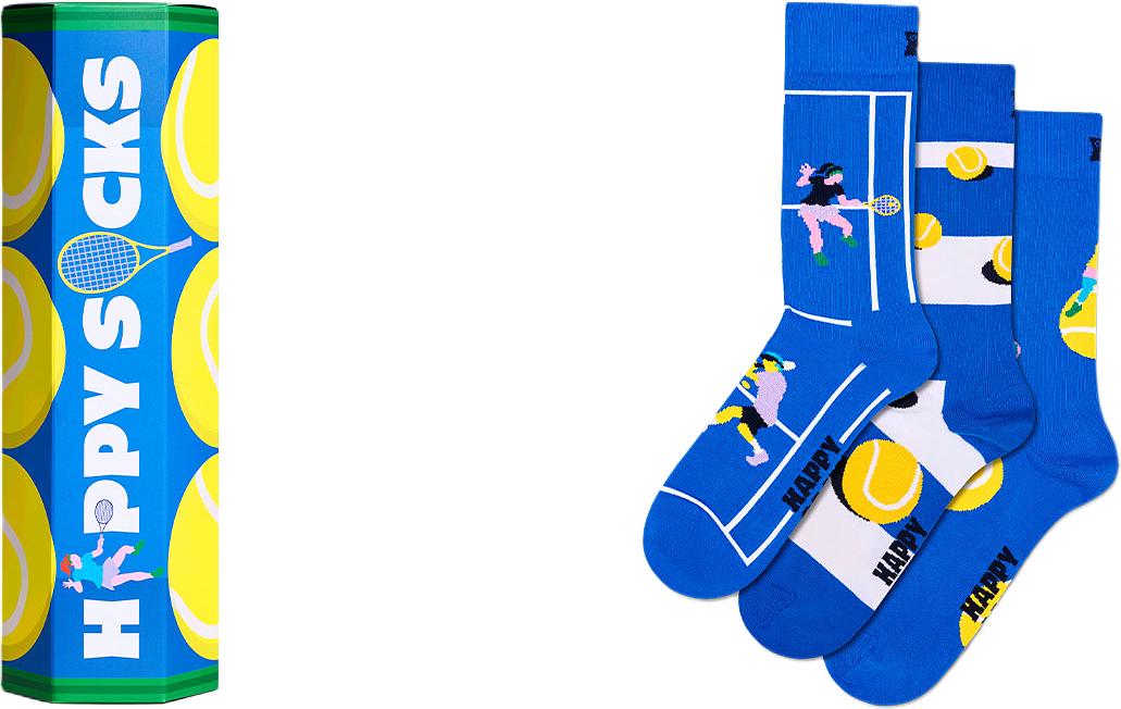 3-Pack Tennis Socks Gift Set, från Happy Socks, i färgen Blue.