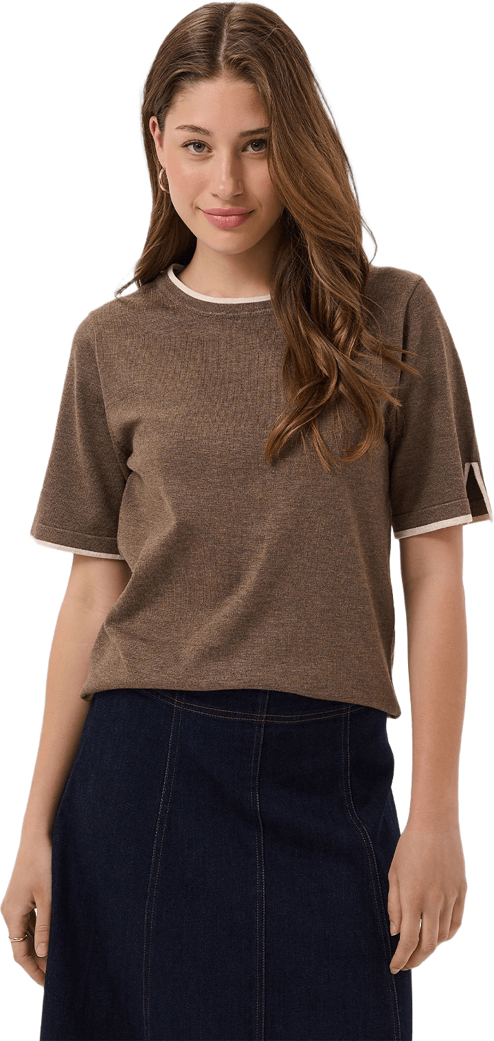 MilaSZ Contrast Stripe Pullover, från Saint Tropez, i färgen M. Brown G.morn Mel. Contrast.