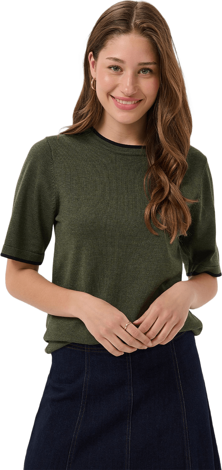MilaSZ Contrast Stripe Pullover, från Saint Tropez, i färgen Army Green Mel. Black Contrast.