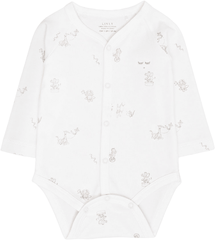 Celebration Parade Full Snap Body, från Livly, i färgen White.