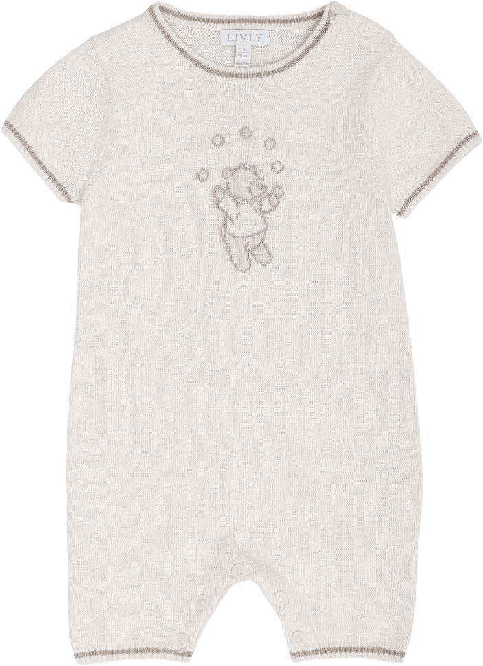 Knitted Romper, från Livly, i färgen White Sand.