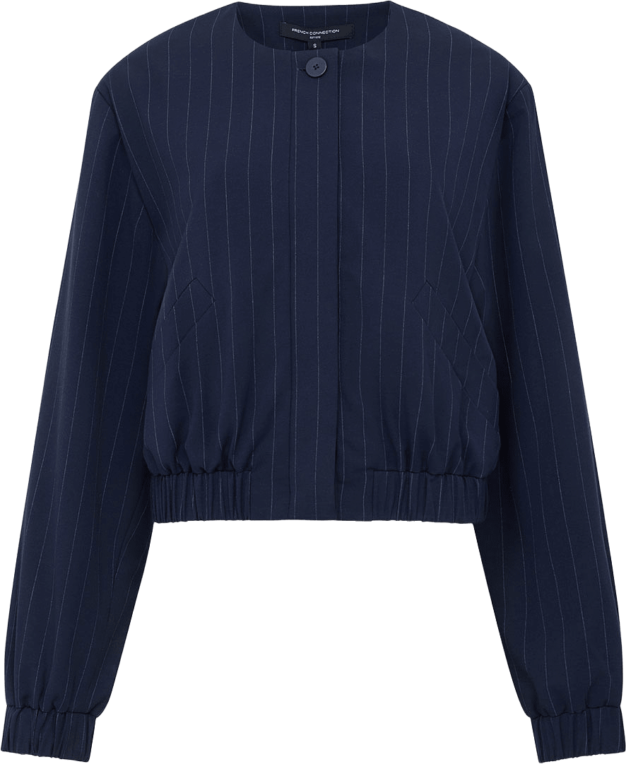 Alia Pinstripe Bomber Jacket, från French Connection, i färgen New Navy.