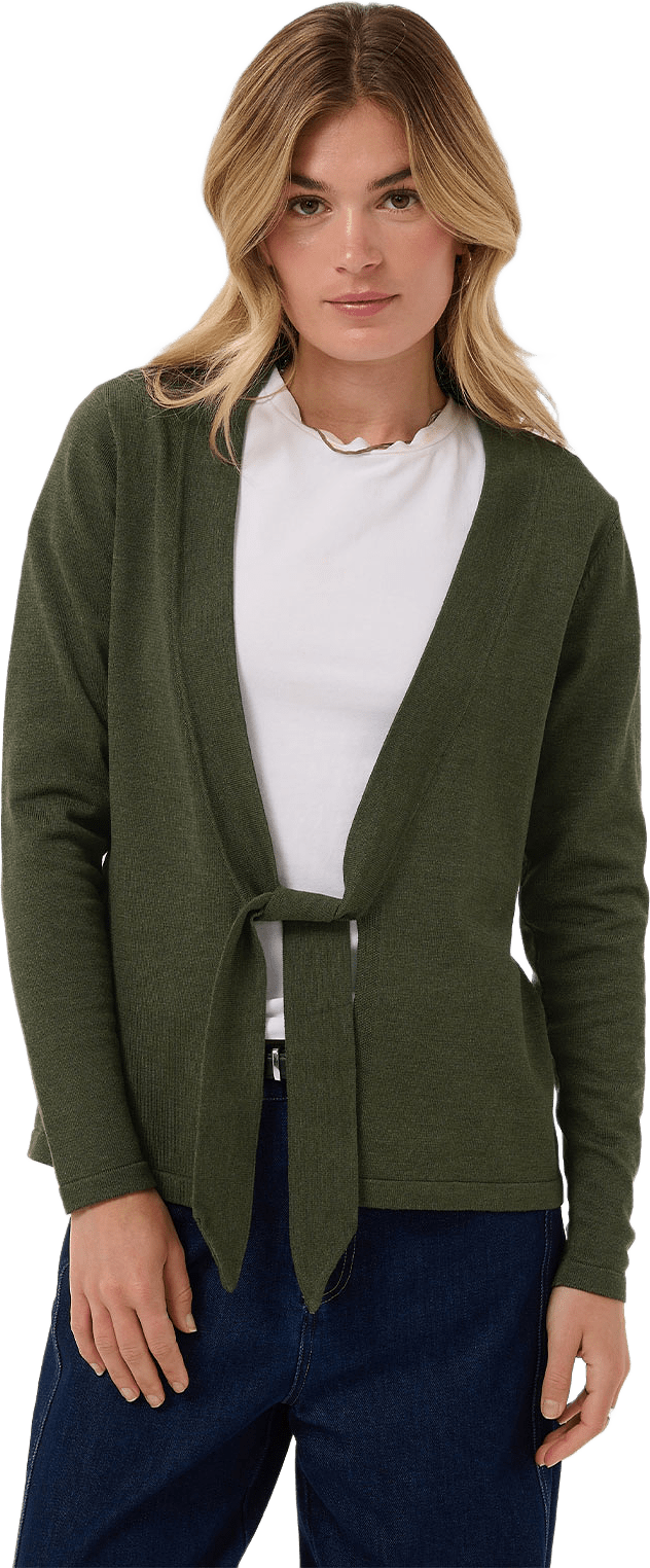MilaSZ Tie Cardigan, från Saint Tropez, i färgen Army Green Melange.