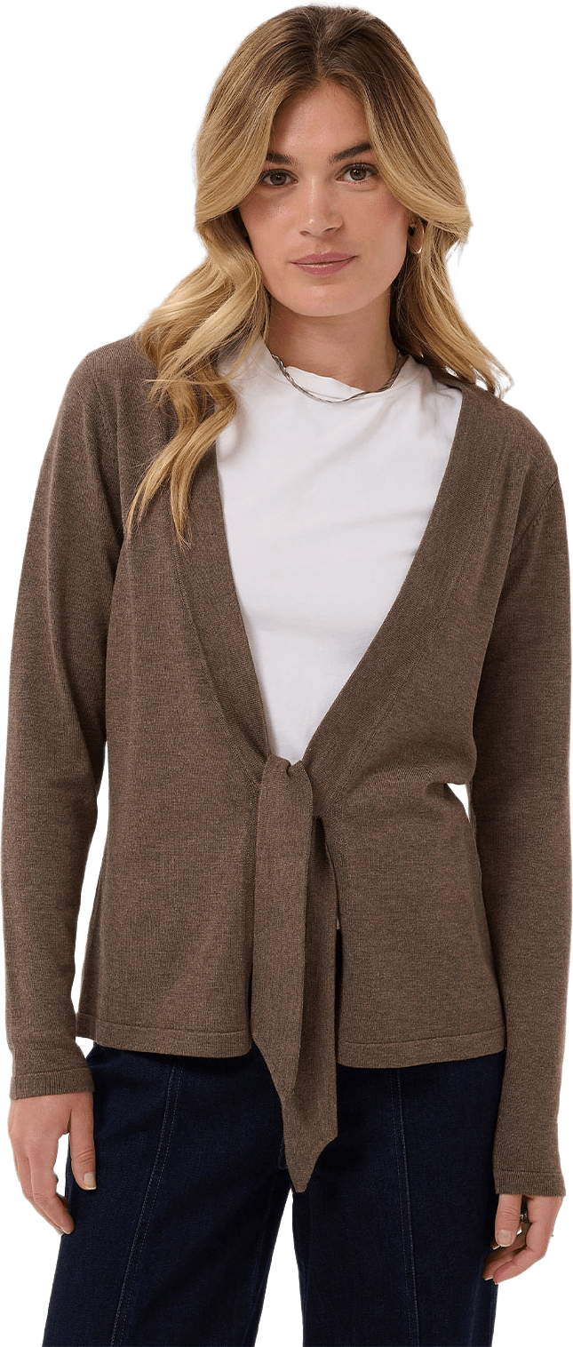 MilaSZ Tie Cardigan, från Saint Tropez, i färgen Major Brown Melange.