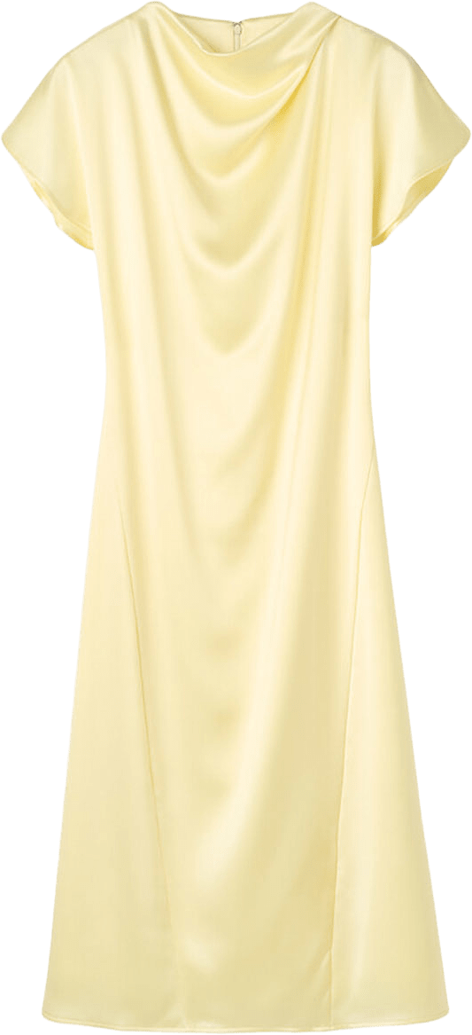 Leilani Draperad Satinklänning, från Tiger of Sweden, i färgen Buttermilk Scotch.