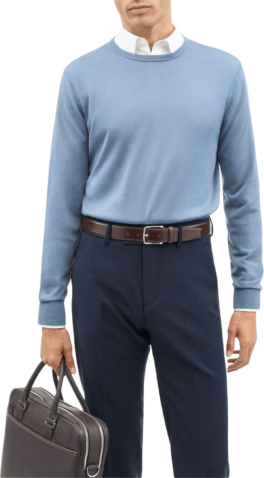 Connor RWS Stickad Merino Tröja, från Tiger of Sweden, i färgen Dull Blue.