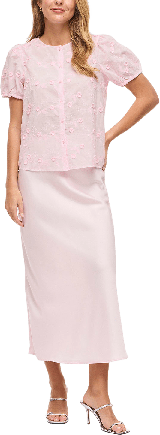 VISIMONE O-NECK S/S TOP/R, från Vila, i färgen Cherry Blossom.