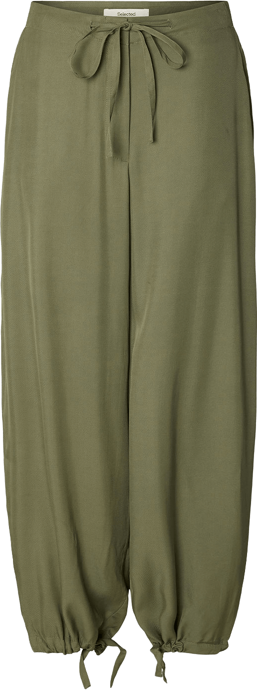 SLFBEATRICE MW WIDE PANT, från Selected Femme, i färgen Deep Lichen Green.