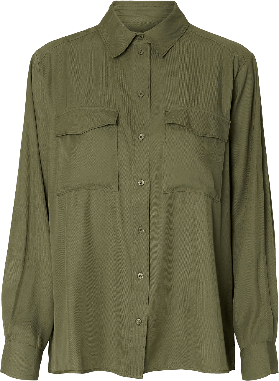 SLFBEATRICE LS RELAXED POCKET SHIRT, från Selected Femme, i färgen Deep Lichen Green.