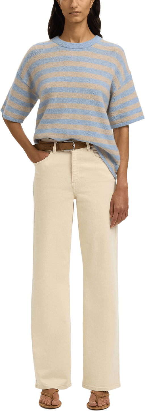 SLFLULU 2/4 KNIT O-NECK, från Selected Femme, i färgen Cashmere Blue Birch.