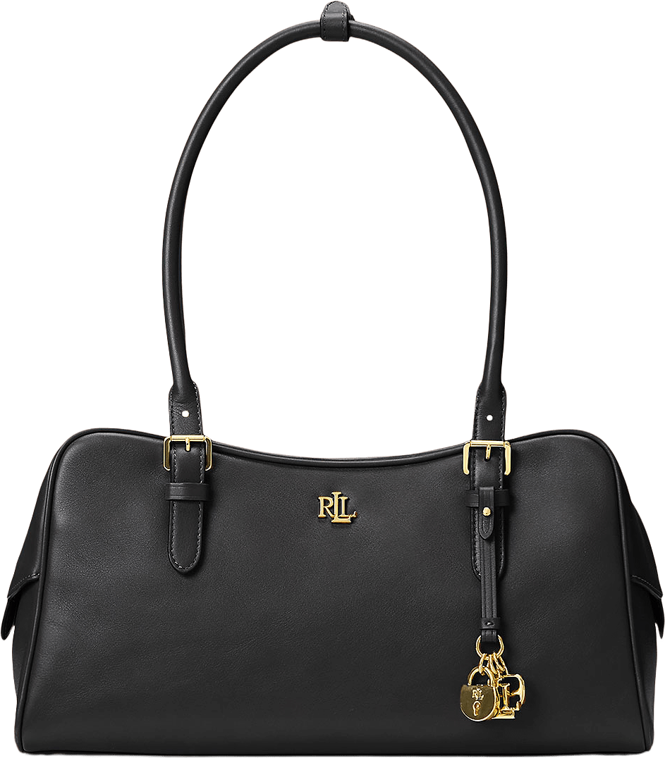 Leather Large Marcy Zip Satchel, från Lauren Ralph Lauren, i färgen Black.