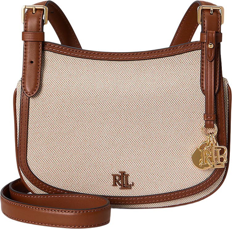 Canvas Medium Marcy Crossbody Bag, från Lauren Ralph Lauren, i färgen Ntrl/Buff Canvas/Tan.